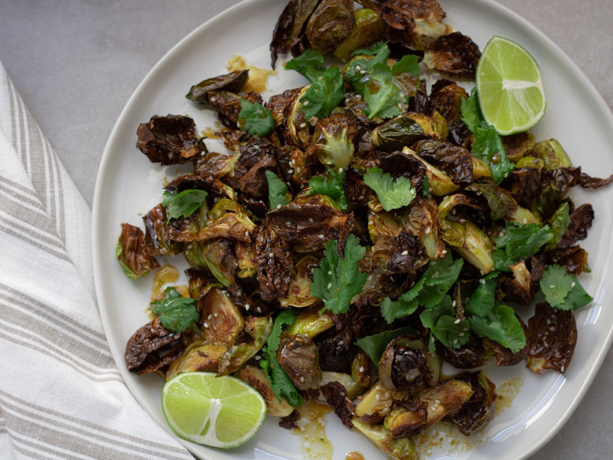 Caramelized brussels sprouts with citrus soy vinaigrette
